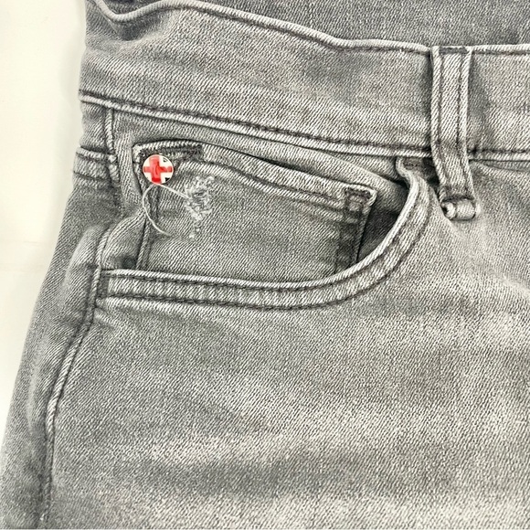 HUDSON Kass High Rise & Straight Fit Jeans Raw Hem Faded Black‎ Distressed 25 - Picture 5 of 15